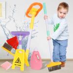 Greyghost Kids Cleaning Toy Set with Adjustable Mop Broom and Dustpan, 14PCS Toddles Cleaning Tool Pretend Play Kits, Early Educational Learning Toys for Baby Boys Girls Birthday