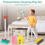 Greyghost Kids Cleaning Toy Set with Adjustable Mop Broom and Dustpan, 14PCS Toddles Cleaning Tool Pretend Play Kits, Early Educational Learning Toys for Baby Boys Girls Birthday