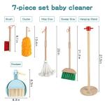 Qilay Kids Cleaning Set 7 Piece Wooden Detachable Cleaning Set Includes Housekeeping Broom, Dustpan, Brush & Other Cleaning Tools, Preschool Educational Pretend Play Cleaning Tools for Toddler