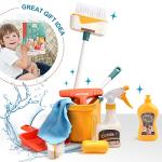 Coolplay 12pcs Mop and Cleaning Toys Set Kids Toddlers Pretend Play Broom Set, Detachable Broom Mop Dustpan for Kids Girl Toys