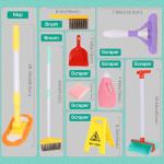 Greyghost Kids Cleaning Toy Set with Adjustable Mop Broom and Dustpan, 14PCS Toddles Cleaning Tool Pretend Play Kits, Early Educational Learning Toys for Baby Boys Girls Birthday