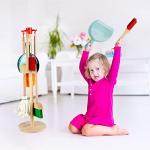 Qilay Kids Cleaning Set 7 Piece Wooden Detachable Cleaning Set Includes Housekeeping Broom, Dustpan, Brush & Other Cleaning Tools, Preschool Educational Pretend Play Cleaning Tools for Toddler