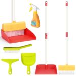 Kids Cleaning Toy Set Toddlers Broom Dust Pan Set for Housekeeping Pretend Play Cleaning Set, Cleaning Toys Gift for Toddlers Girls Boys Age 3-6 Years Old (6PCS - Red Set)