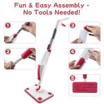 Kids Spray Mop - Fun & Educational Montessori Housekeeping Toys Mini Size Cleaning Set Includes Kids Mop with Real Water Sprayer Washable Microfiber Pads & Scraper