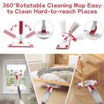 Kids Spray Mop - Fun & Educational Montessori Housekeeping Toys Mini Size Cleaning Set Includes Kids Mop with Real Water Sprayer Washable Microfiber Pads & Scraper