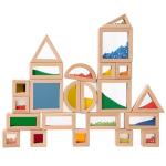 Dinhon 23PCS Sensory Blocks for Toddlers 1-3 & Kids 4-8 - Large Montessori Wooden Building Blocks with Rainbow Colors, Stacking Toys for Boys Girls, Sensory Play & Preschool Learning, Toddler Gift