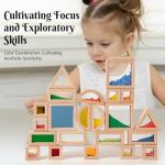 Dinhon 23PCS Sensory Blocks for Toddlers 1-3 & Kids 4-8 - Large Montessori Wooden Building Blocks with Rainbow Colors, Stacking Toys for Boys Girls, Sensory Play & Preschool Learning, Toddler Gift