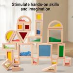 Dinhon 23PCS Sensory Blocks for Toddlers 1-3 & Kids 4-8 - Large Montessori Wooden Building Blocks with Rainbow Colors, Stacking Toys for Boys Girls, Sensory Play & Preschool Learning, Toddler Gift