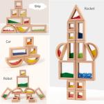 Dinhon 23PCS Sensory Blocks for Toddlers 1-3 & Kids 4-8 - Large Montessori Wooden Building Blocks with Rainbow Colors, Stacking Toys for Boys Girls, Sensory Play & Preschool Learning, Toddler Gift