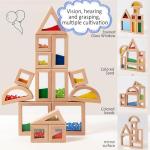 Dinhon 23PCS Sensory Blocks for Toddlers 1-3 & Kids 4-8 - Large Montessori Wooden Building Blocks with Rainbow Colors, Stacking Toys for Boys Girls, Sensory Play & Preschool Learning, Toddler Gift