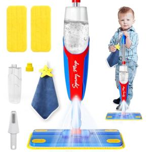 Kids Mop Cleaning Toy Set, Mini Size Mop for Kids, Toddlers Small Spray Mop Really Works, Montessori Toys Educational and Pretend Play Toy Gift for Toddlers Boys Girls