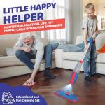 Kids Spray Mop Real with Sprayer + 2PCS Mop Pads, Toddler Cleaning Tool Real Works for Realistic Housekeeping Cleaner Pretend Play Toys Montessori Mini Mop & Sweeper for Kids Aged 3+