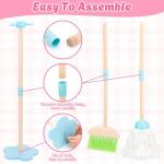 Kids Cleaning Set, Wooden Toddler Broom Set for Housekeeping, 7 Pieces Montessori Cleaning Toys with Kids Broom and Mop Set, Housework Pretend Play Toy Gift for Boys Girls Ages 3+