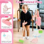 Kids Cleaning Set, Wooden Toddler Broom Set for Housekeeping, 7 Pieces Montessori Cleaning Toys with Kids Broom and Mop Set, Housework Pretend Play Toy Gift for Boys Girls Ages 3+