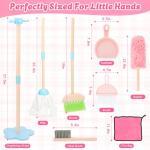 Kids Cleaning Set, Wooden Toddler Broom Set for Housekeeping, 7 Pieces Montessori Cleaning Toys with Kids Broom and Mop Set, Housework Pretend Play Toy Gift for Boys Girls Ages 3+