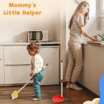 Kids Cleaning Toy Set Toddlers Broom Dust Pan Set for Housekeeping Pretend Play Cleaning Set, Cleaning Toys Gift for Toddlers Girls Boys Age 3-6 Years Old (2PCS - Red and Yellow Set)