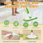 Real Working Kids Spray Mop for Toddlers, Cellulera Montessori Toys Mini Size Cleaning Set, Real Water Sprayer for Pretend Play & Learning, Housekeeping Toys Gift for Toddlers Girls Boys Ages 3+