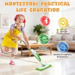 Real Working Kids Spray Mop for Toddlers, Cellulera Montessori Toys Mini Size Cleaning Set, Real Water Sprayer for Pretend Play & Learning, Housekeeping Toys Gift for Toddlers Girls Boys Ages 3+