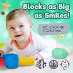EVERSMART Wooden Stacking Blocks – Montessori Toys for 1 2 3 4 5 6 Year Old Toddlers and Kids, No Choking Hazard – Building Rocks Stones Games, for Girls and Boys