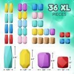 EVERSMART Wooden Stacking Blocks – Montessori Toys for 1 2 3 4 5 6 Year Old Toddlers and Kids, No Choking Hazard – Building Rocks Stones Games, for Girls and Boys