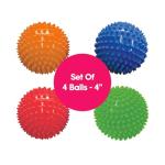Edushape Textured Sensory Balls - Set Of 4 Colorful Senso-Dot Balls - Grip, Toss And Roll For Sensory Engagement - Bright, Colorful, Textured Design To Enhance Color Recognition And Stimulates Visual Senses - Colors May Vary, Solid Primary, (705174)
