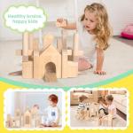 Timfuis 64-Piece Wooden Building Blocks with Storage Tray | Natural Wood Preschool Educational Toys for Toddlers Ages 3+ | Ideal Gift for Boys & Girls