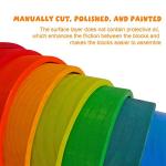 Dinhon Wooden Rainbow Stacking Toys, 12 Pcs Wood Building Blocks Set Wooden Building Blocks Nesting Puzzles, Early Matching Educational Learning Montessori Toys for Kids 3 4 5 6 Years and Up