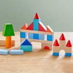 HABA Colored Wooden Building Blocks - 46 Piece Set of Wooden Toys, Stacking Toys for Toddlers 1-3 for Open Ended STEM Play, Made in Germany