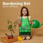 4E's Novelty 15 Piece Gardening Tools & Wagon Toy Set with Plastic Wheelbarrow, Apron, STEM Pretend Play Outdoor Toy for Toddlers Kids Boys Girls