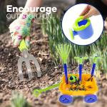 4E's Novelty 15 Piece Gardening Tools & Wagon Toy Set with Plastic Wheelbarrow, Apron, STEM Pretend Play Outdoor Toy for Toddlers Kids Boys Girls