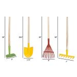 HEY! PLAY! Kids Gardening Set – 4-Piece Mini Garden Tools with Wood Handles – Child-Sized Shovel, Rake, Hoe, and Tined Hoe – Outdoor Toys for Children
