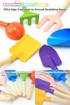 6 PCS 8" Kids Gardening Tools, Metal Beach Sandbox Digging Toys with Sturdy Wooden Handle, Safe Backyard Snow Sensory Playset Including Cylinder, Spoon, Fork, Rake, Flat & Pointed Shovels for Children