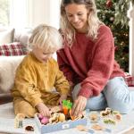 HERSITY Wooden Play Food Set Vegetable Garden Toy Carrot Harvest Game, Pretend Play Plants Toys for Toddlers Girls Boys 3 4 5 Year Old Gifts Educational, Blue