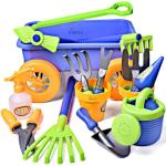 Dimple Garden Wagon & Tools Toy Set, Kids Gardening Set - 15 Pcs Outdoor Toys for Toddlers 1-3, Sand Toys - Sturdy & Durable - Top Yd, Beach, Sand, Garden Play Set for Kids & Toddler Gardening Tools