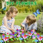 Qtioucp 16Pcs Kids Gardening Tools Outdoor Toys Set Backyard Play with 93 PCS DIY Flower Garden Building Preschool Activities (Green)