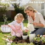 Dreamon Gardening Set Toys for Kids, Quality Garden Tool Kit Includes Tote Bag, Apron, Gloves, Shovel, Rake, Cultivator, Watering Can, STEM Learning Outdoor Gifts for Kids Toddlers (Pink)