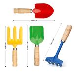 Anzmtosn Kids Metal Garden Tool Set Sand Toy, Rake, Spade, Hoe and Leaf Rake, Beach Shovels Scoop Toy, Essential Toddler Sandbox Kit Beach Gear Accessories Outdoor Gardening, 4 Pack