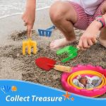 Anzmtosn Kids Metal Garden Tool Set Sand Toy, Rake, Spade, Hoe and Leaf Rake, Beach Shovels Scoop Toy, Essential Toddler Sandbox Kit Beach Gear Accessories Outdoor Gardening, 4 Pack