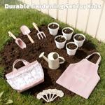 Dreamon Gardening Set Toys for Kids, Quality Garden Tool Kit Includes Tote Bag, Apron, Gloves, Shovel, Rake, Cultivator, Watering Can, STEM Learning Outdoor Gifts for Kids Toddlers (Pink)