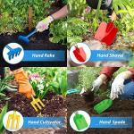 Anzmtosn Kids Metal Garden Tool Set Sand Toy, Rake, Spade, Hoe and Leaf Rake, Beach Shovels Scoop Toy, Essential Toddler Sandbox Kit Beach Gear Accessories Outdoor Gardening, 4 Pack