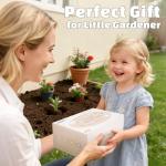 Dreamon Gardening Set Toys for Kids, Quality Garden Tool Kit Includes Tote Bag, Apron, Gloves, Shovel, Rake, Cultivator, Watering Can, STEM Learning Outdoor Gifts for Kids Toddlers (Pink)