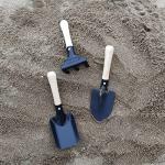 CHEERBANK 7PCS Kids Gardening Tools, Long Shovel, Rake for Leaves, Spade, Hoe, Steel Heads & Real Wood Handle, Yard Tools for Children Toddlers Gifts