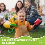 Tarpop 18 Pcs Kids Gardening Tools Set, Metal Kids Yard Tools with Sturdy Wooden Handle Safe Children Beach Sandbox Toy Sand Play Kit for Flower Soil Planting Loosening Digging, Trowel, Rake, Shovel