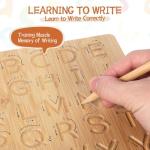 Asweets Montessori Wooden Alphabet Tracing Board, Wood Letter Practicing Board,Double-Sided Boards for Toddlers and Preschool Gifts for Kids(1 Piece)