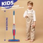 Kids Spray Mop Real with Sprayer + 2PCS Mop Pads, Toddler Cleaning Tool Real Works for Realistic Housekeeping Cleaner Pretend Play Toys Montessori Mini Mop & Sweeper for Kids Aged 3+