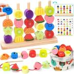 Montessori Wooden Beads Stacking Toy for Toddlers