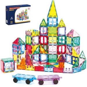 Magnetic Building Tiles Set with Cars for Kids