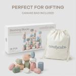 Comfy Cubs Stacking Rocks 36 Pieces, 36 Months+, Educational Toddler Stacking Blocks, Promotes Imagination, Balance & Fine Motor Skills - Wooden Rocks Sensory Toys Gift for Kid, Neutral Pack