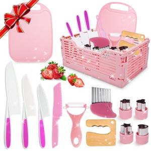 Montessori Kids Kitchen Knife Set with Basket