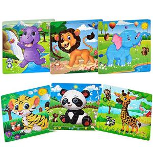 Wooden Montessori Puzzles for Toddlers, Pack of 6